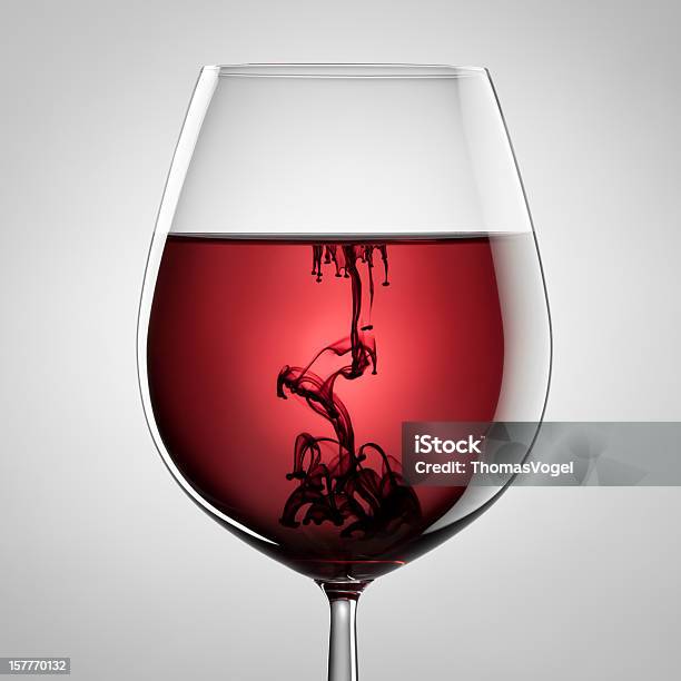 Wineglass Red Wine And Black Ink Abstract Art Stock Photo - Download Image Now - Wine, Chemistry, Drinking Glass