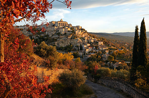 Aerial view of village in Gordes, Provence in France stock photo