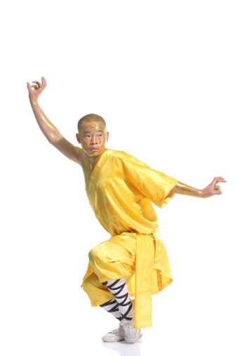 Shaolin warrior monk,body painting,Golden powder.