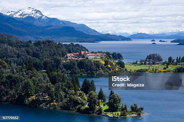 Far Panoramic Of Forest Resort Near The Water And Mountains Stock Photo - Download Image Now