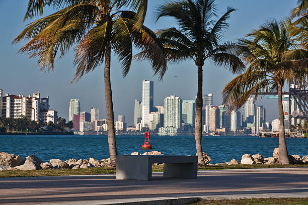 panorama de south beach, miami - commercial dock harbor miami florida retail fotografías e imágenes de stock