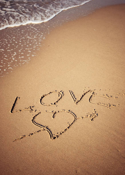 istock Love message in the sand for St.Valentine 157770981