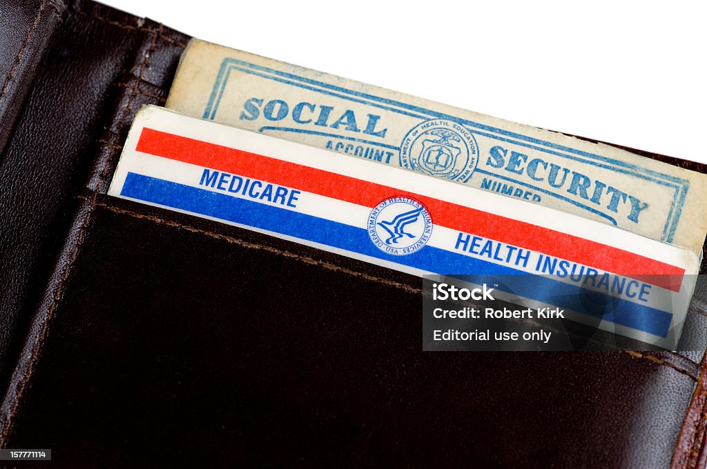 USA. Medicare und Social Security card - Lizenzfrei Sozialversicherungskarte Stock-Foto