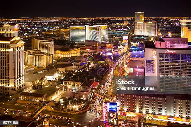 Aerial Photograph Of Las Vegas Blvd Stock Photo - Download Image Now - The Mirage - Las Vegas, Aerial View, Caesars Palace - Las Vegas