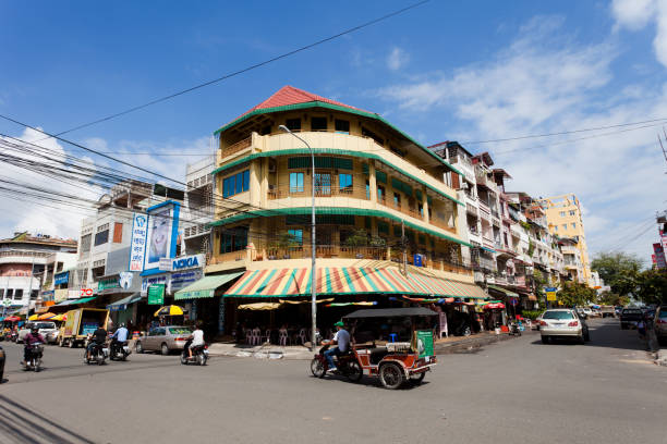 Phnom Penh, Cambodia - December 12, 2010: Street Scene in the city centre