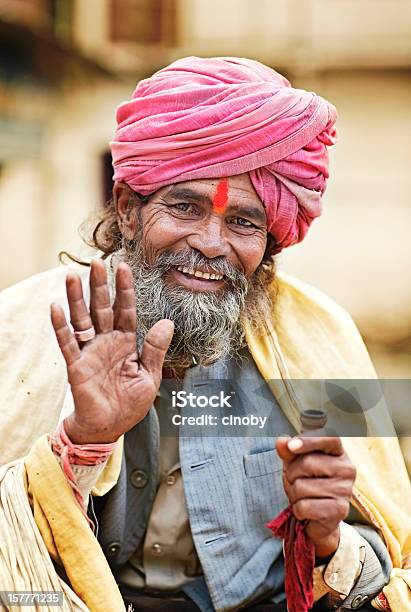 Portrait Of Holy Man In Traditional Indian Clothing Udaipur Stock Photo - Download Image Now