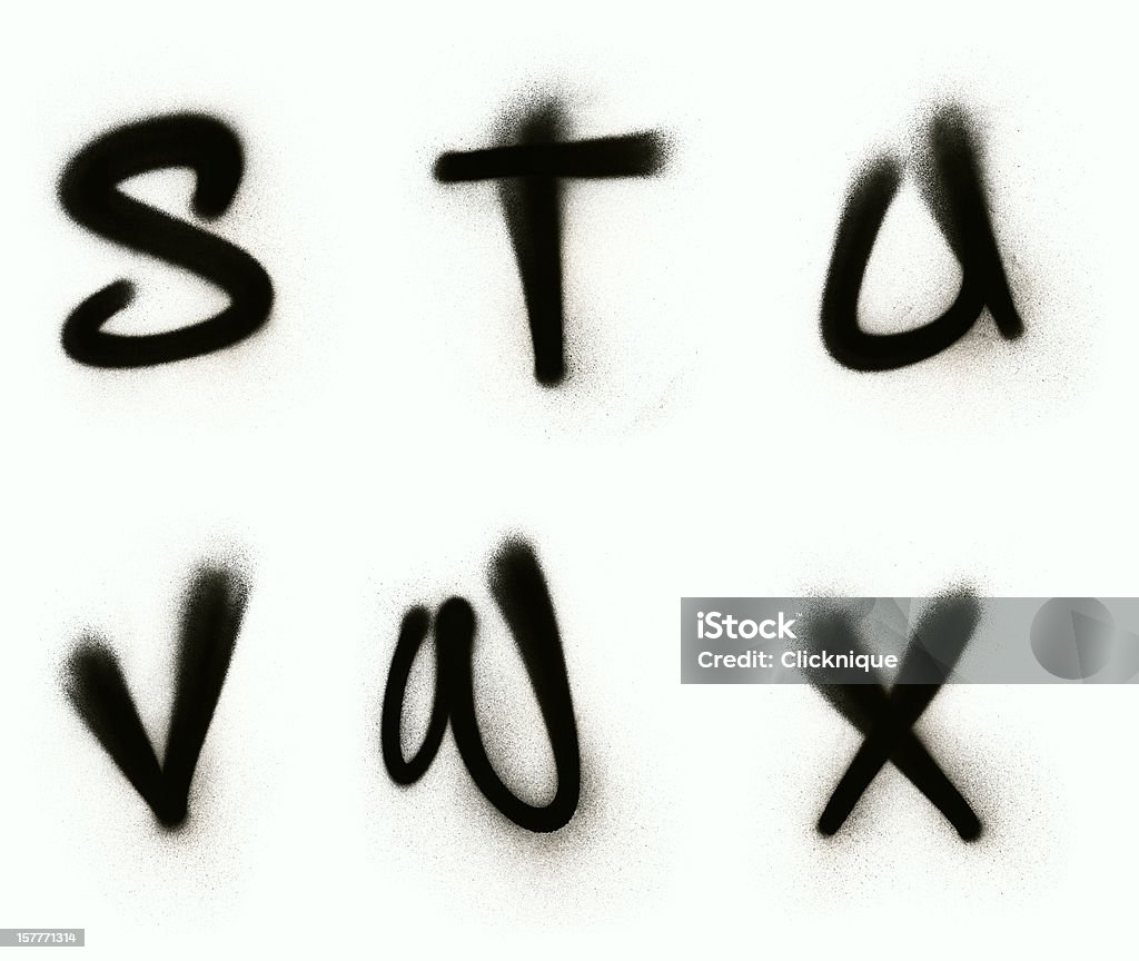 Graffiti alphabet S - X Spray painted graffiti styled capital letters from S - X. On white with loads of fine detailed spray.  Spray Stock Photo