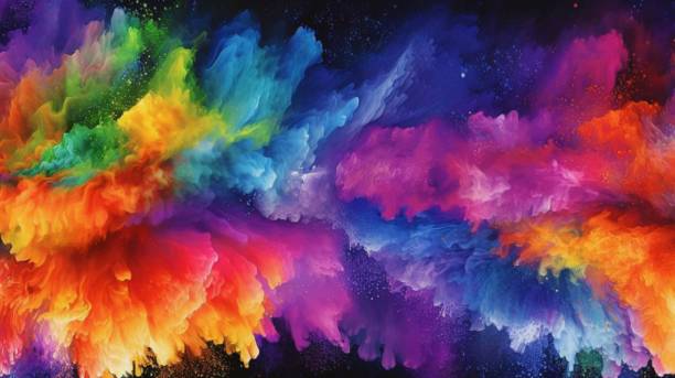 fundo de holi - rainbow smoke colors abstract - fotografias e filmes do acervo