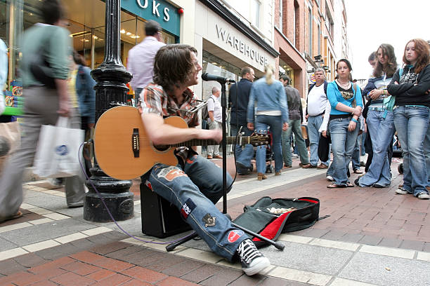 Asheville, North Carolina, USA - April 26, 2013: A street performer called \