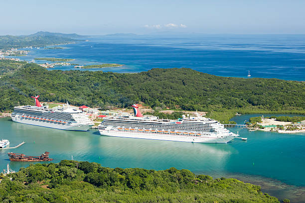 Roatan's Mahogany Bay cruise ship port stock photo