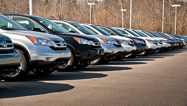 Honda CRV SUV's In A Row stock photo