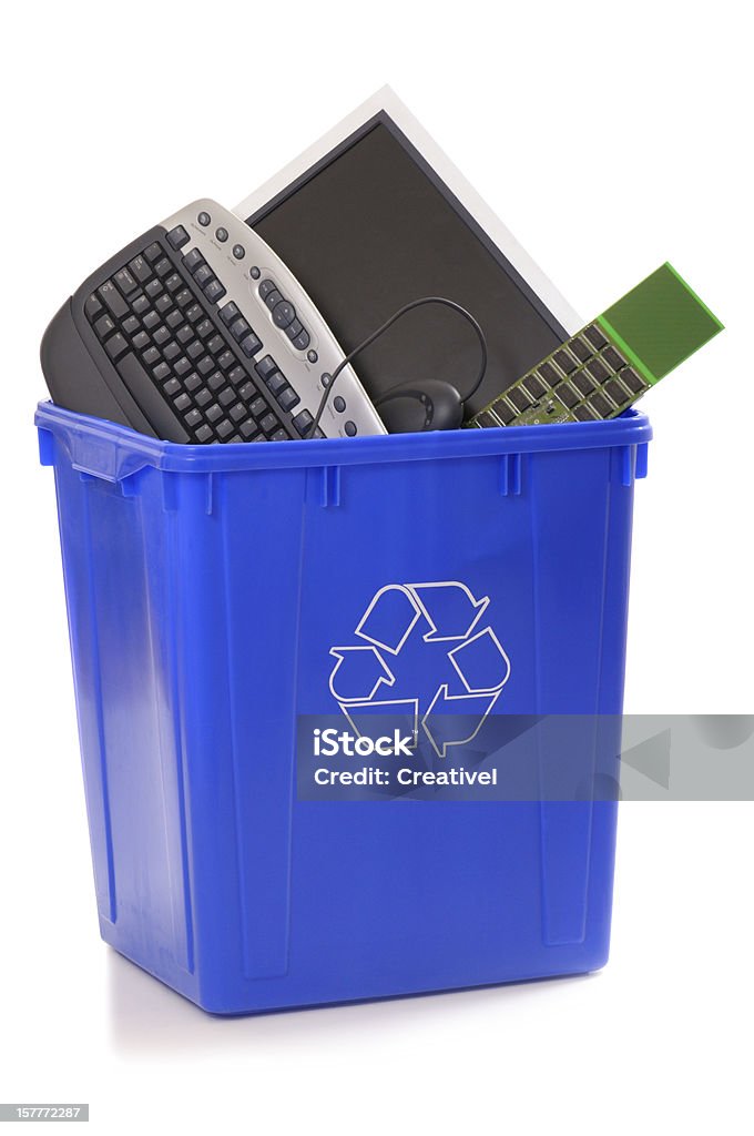 Recycling bin with old computer parts More recycling images: Recycling Recycling Stock Photo