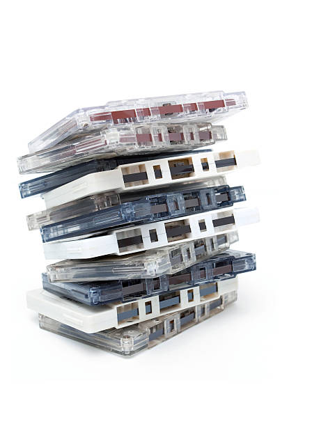 Old audio cassettes isolated on white background