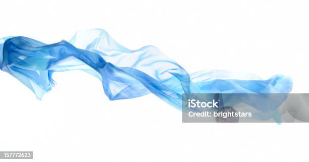 Flying Blue Silk Stock Photo - Download Image Now - Textile, Silk, Flying