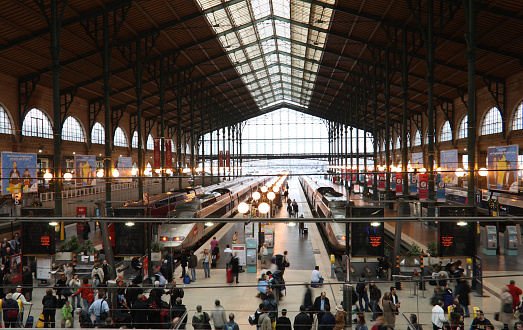 Paris, France. View of the facade of the train station Gare du Nord