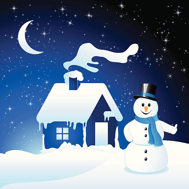 Christmas background with snowman vector art illustration