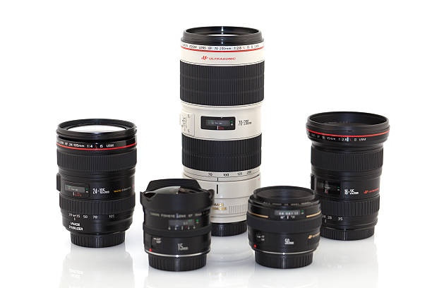 Objective with lense reflections. Shot in studio