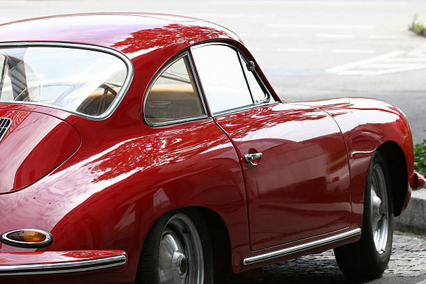 rote vintage-porsche 356 - german car stock-fotos und bilder