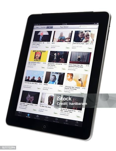 Apple Ipad Youtube Stock Photo - Download Image Now - Computer Monitor, Big Tech, Clipping Path