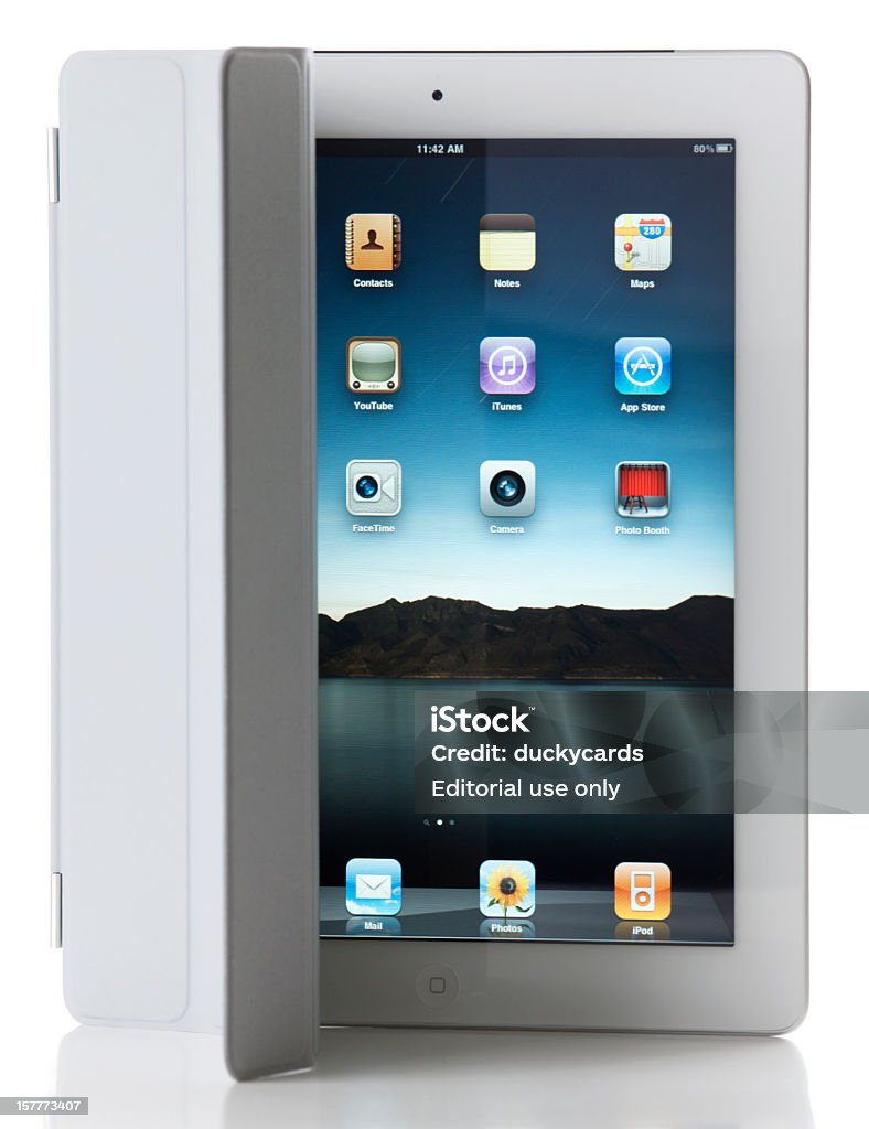 Apple iPad 2 und Wi-Fi, 3 g und Smart Cover - Lizenzfrei Buchdeckel Stock-Foto