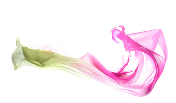 istock Flying graduated silk from green to pink 157773513