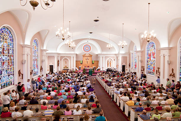 Crowded Church stock photo