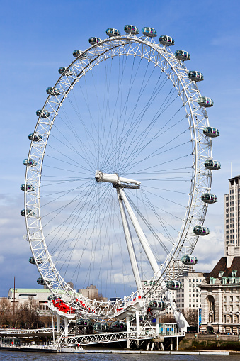 London England - May 29 2023: View of The London Eye Across the River Thames in The United Kingdom