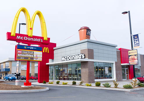 Halifax, Canada - April 13, 2011: A new McDonalds restaurant in Halifax Nova Scotia, Canada.  McDonalds is a family restaurant and fast food chain.