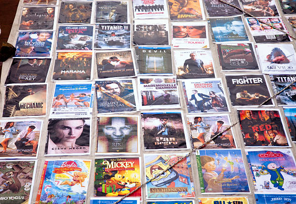 Pirated dvds for sale stock photo