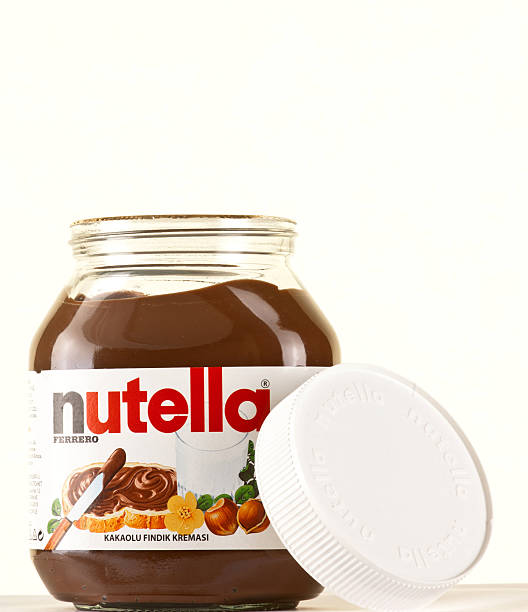 Jar of nutella stock photo