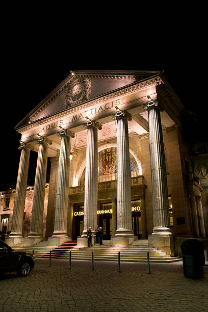 view to backside of famous Wiesbaden Casino and Kurhaus from the park