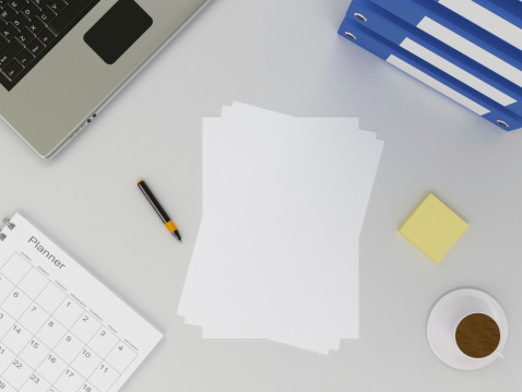 Office Table and Blank Paper