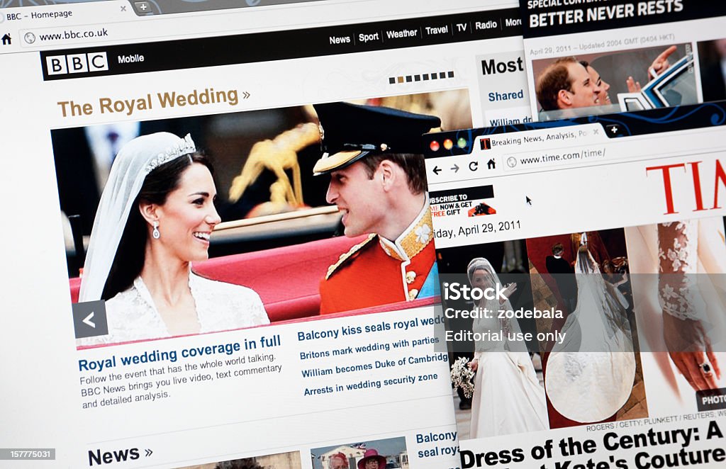 Le Mariage Royal sur BBC.com, TIME.com et de CNN.com Pages Web - Photo de Prince William de Galles libre de droits