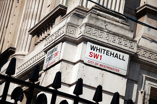 London, England, UK - February 10th 2024: Entrance to Bank Underground Station beside the City of London Magistrates' Court, 1 Queen Victoria Street, London