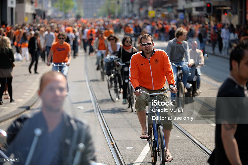 Large crowd of people in Amsterdam on Queen's day  King's Day - Netherlands Stock Photo