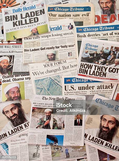 Osama Bin Laden Prima E Dopo Il Titolo Collage Vert - Fotografie stock e altre immagini di Osama bin Laden