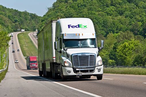 A Lays Chips truck hauling cargo south on the Queen Elizabeth II Highway near Edmonton, Alberta Taken on June 14, 2020