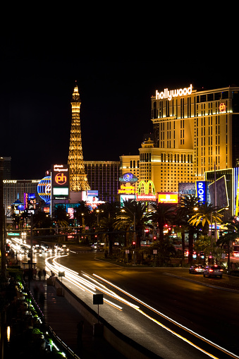 Las Vegas, USA - June 15, 2012: Paris Las Vegas hotel and casino on June 15, 2012 in Las Vegas, Nevada, USA. It includes a half scale, 541-foot (165 m) tall replica of the Eiffel Tower.