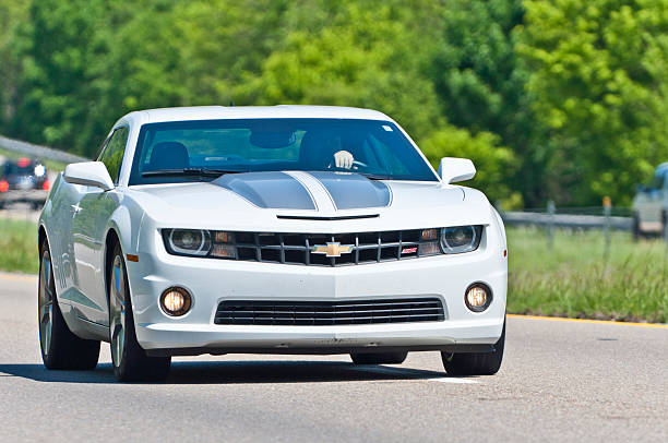 New Generation Chevrolet Camaro On Interstate Highway  Chevrolet stock pictures, royalty-free photos & images