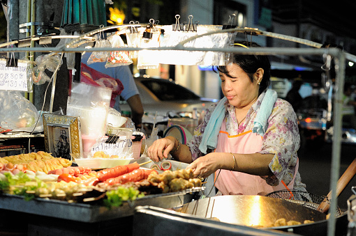 Tegal , central java, indonesia - january 01 2024. Korean street food court. Korean street food outlet. dimsum steaming pot