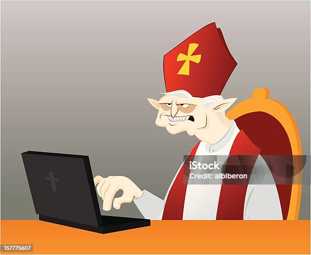 Vetores de Bishop Usando Computador e mais imagens de Papa João Paulo II - Papa João Paulo II, Bispo - Clero, Catolicismo