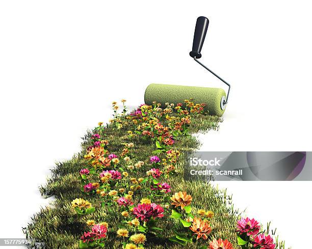 Ecological Concept Flowers Being Painted Stock Photo - Download Image Now - Paint, Sustainable Resources, Environmental Conservation