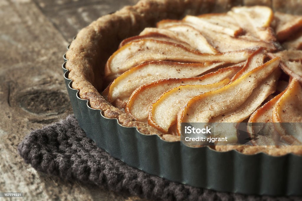 Pear Tart Beautiful organic fresh fruit tart with gluten free crust Pear Stock Photo