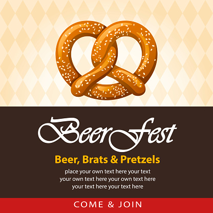 Beer Festival pretzels celebration party with pretzel on the brown checked pattern