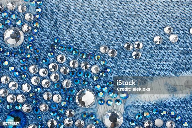 Lightblue Denim With Blue And Silver Rhinestones Stock Photo