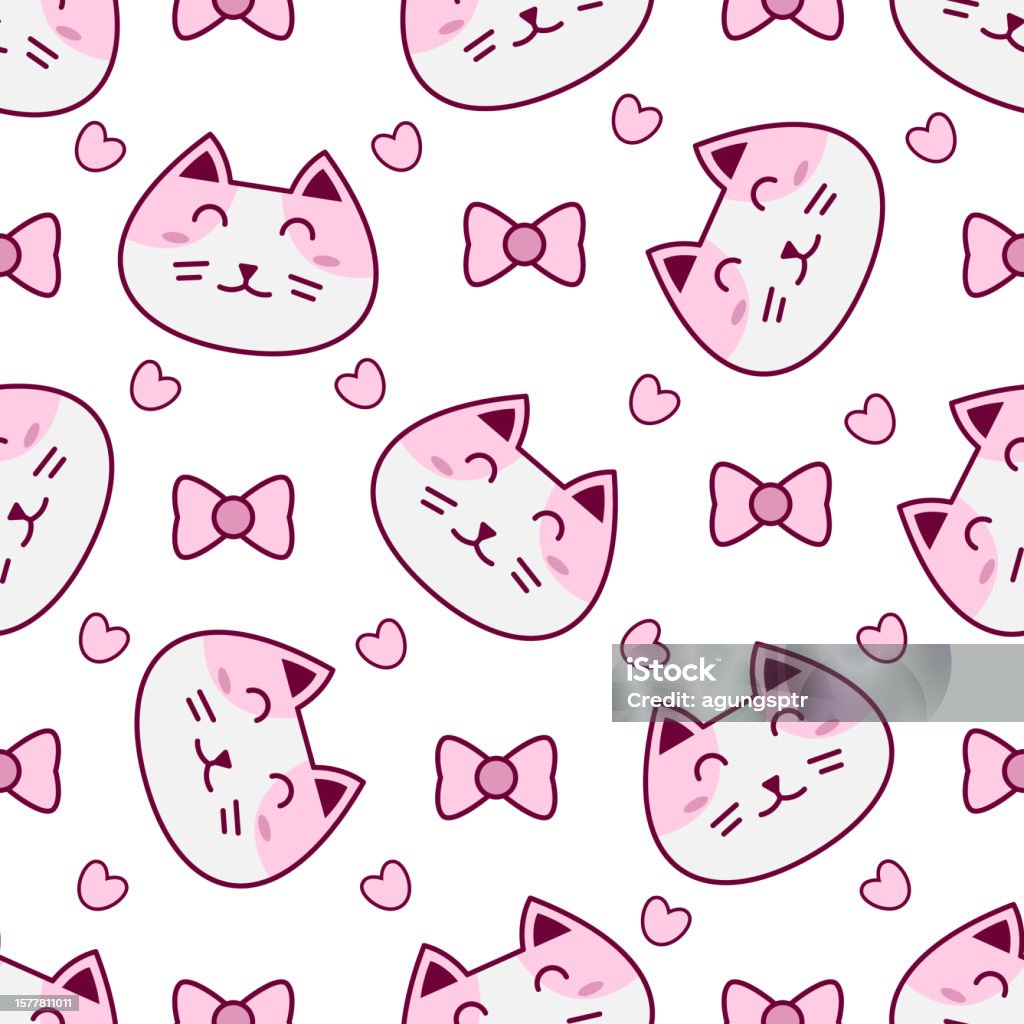 Cut Cat Pattern Cute Cat Abstract Seamless Pattern Stock Illustration - Download Image ...