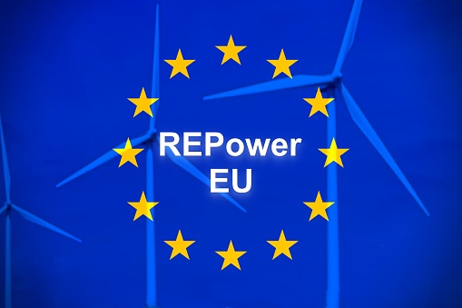 European Flag with the text Repower Eu