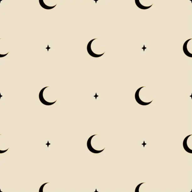 Vector illustration of Black crescent. Vector illustration. Seamless pattern