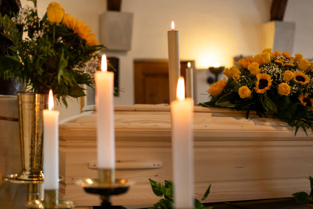istock Coffin in the church 1577832985