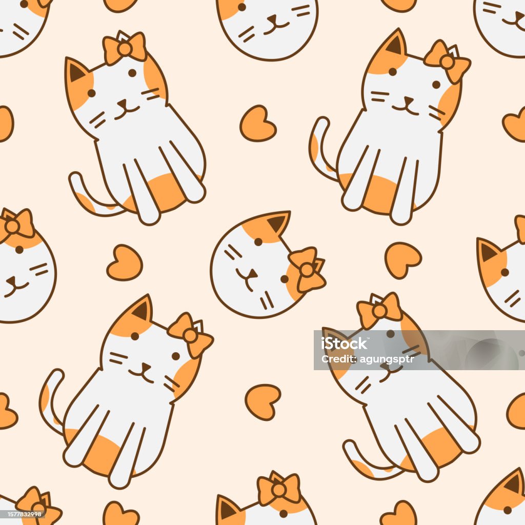 Cut Cat Pattern Cute Cat Abstract Seamless Pattern Stock Illustration - Download Image ...
